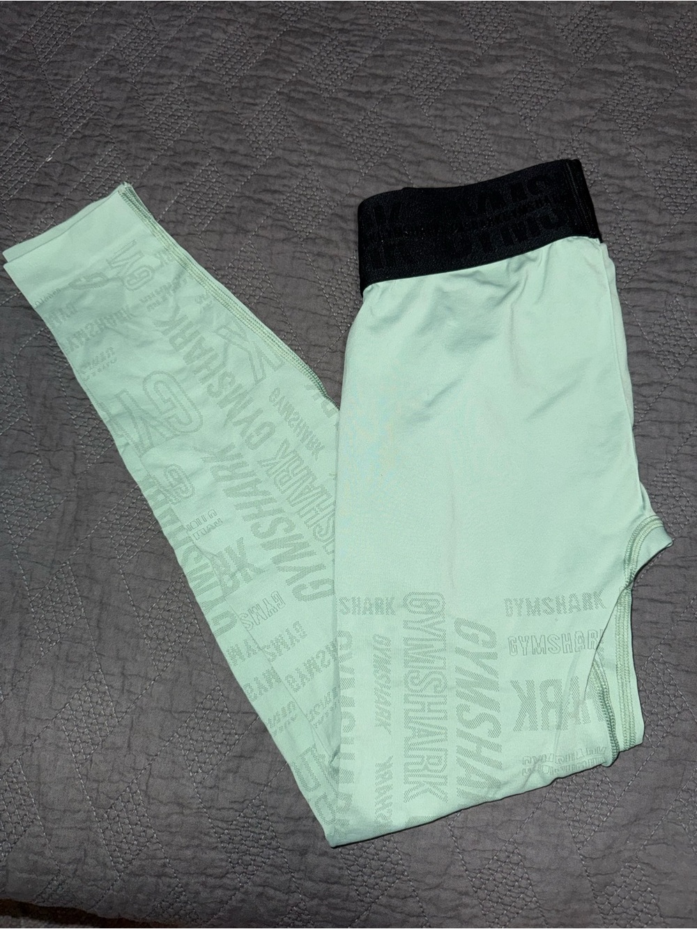 Gymshark Mint Green Logo Print High Waisted Leggings Size Small